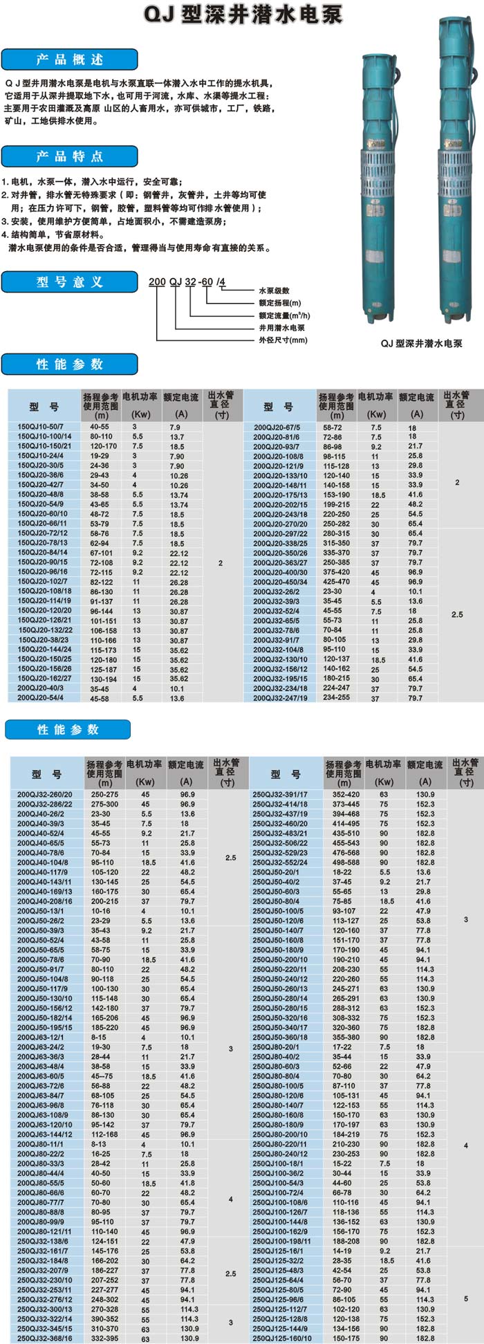 QJ型深井潜水电泵